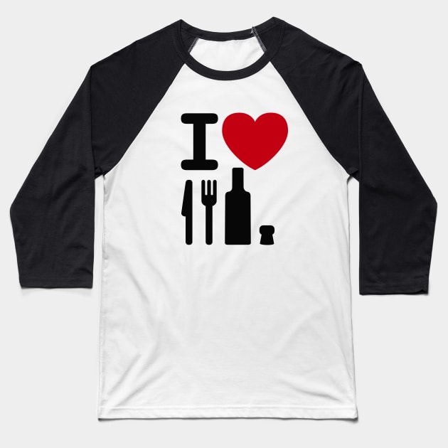 I love NY  (a knife, a fork, a bottled a cork New York Baseball T-Shirt by LaundryFactory